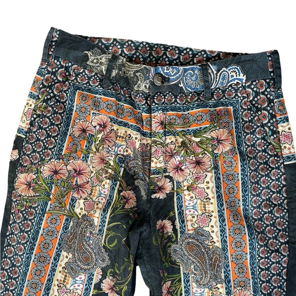 Johnny Was Biya Printed Multicolor Viva Croppes Twill Jeans Pants - Picture 8 of 12
